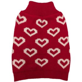 Fashion Pet All Over Hearts Dog Sweater Red - Medium