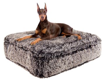Frosted Willow Luxury Extra Plush Faux Fur Rectangle Bed- Pet Dog Bed - Large