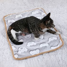 Warming Pet Pad Cartoon Paw Print Cat Warm Bed Plush Sleeping Pad For Small Puppy Dogs Kitten (size: L)