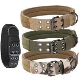 Super strong large dog collar with D-Ring & Buckle Collars Medium sized dog Golden haired horse dog Fierce dog collar (colour: Army green)