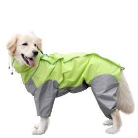 A Raincoat for all small and large dogs; Pet raincoat Medium large dog Golden hair Samo Alaska waterproof four foot raincoat Dog hooded raincoat (colour: pink)