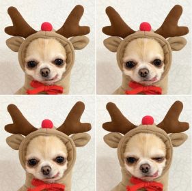 Christmas Dog Winter Warm Clothing Cute Plush Coat Hoodies Pet Costume Jacket For Puppy Cat French Bulldog Chihuahua Small Dog Clothing (Color: Coffee)