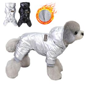 Winter Warm Pet Dog Jumpsuit Waterproof Dog Clothes for Small Dogs;  Dog Winter Jacket Yorkie Costumes Shih Tzu Coat Poodle Outfits (Color: Silver)