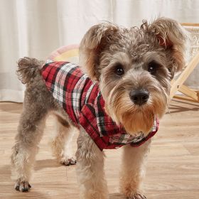 Pet Plaid Shirt For Small & Medium Dogs; Classic Dog Shirt Dog Polo T-Shirt; Pet Apparel (Color: Red)