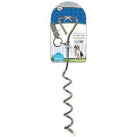 Four Paws Walk About Spiral Tie Out Stake - 19" Silver Spiral Tie Out Stake