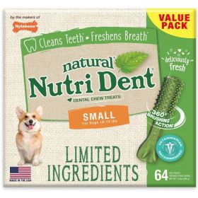 Nylabone Natural Nutri Dent Fresh Breath Dental Chews - Limited Ingredients - Small - 64 Count
