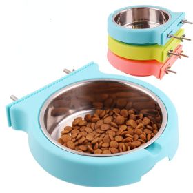 Stainless steel pet bowl hanging bowl tableware overturn proof dog bowl dog bowl cat bowl feeder (Color: Large green)
