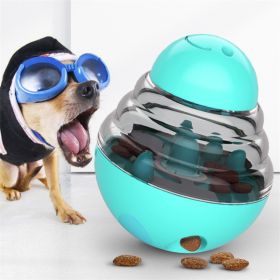 Dog Toys Food Ball Food Dispenser Training Balls Interactive Puppy Cat Slow Feed Pet Tumbler Toy Dogs Puzzle Toys Pet Supplies (Color: Blue)