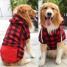 Plaid Dog Hoodie Pet Clothes Sweaters with Hat and Pocket Christmas Classic Plaid Small Medium Dogs Dog Costumes (colour: Zipper pocket coat with red and black plaids)
