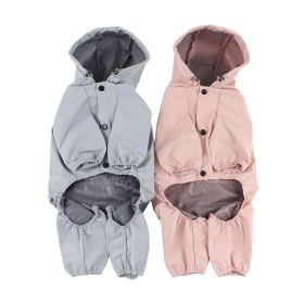 Pet dog clothing waterproof breathable reflective clothing small dog raincoat; Light reflecting strip (colour: pink)