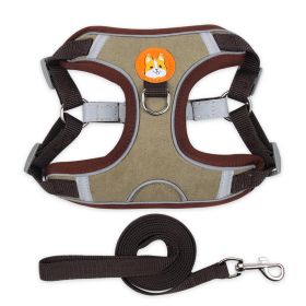 dog Harnesses and dog leash set; Pet Chest Strap Vest Dog Strap Small Dog Rope Wholesale Reflective Dog Towing Rope (colour: Brown)