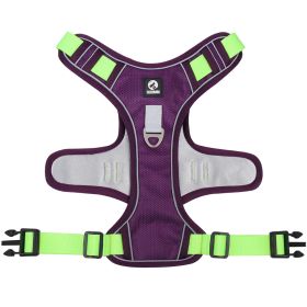 dog Harnesses; Cross border New Pet Towing Rope Vest Large Dog Chest Strap Reflective Explosion proof Flushing Dog Towing Rope (colour: purple)