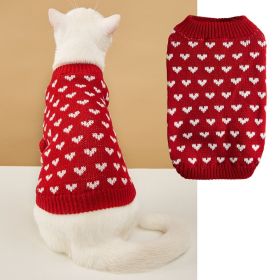 Pet Dog Sweater Turtleneck Dog Knitwear Warm Pet Sweater (Color: Red)