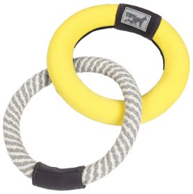 Pet Life 'Ring Toss' Dual-Connecting Jute Rope and Floating Ring Dog Toy (Color: Yellow)