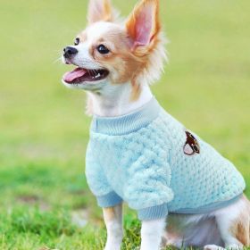 Pet Dog Clothes flannel Dog Winter Clothes Puppy (Color: Blue)